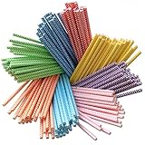 Terra Products 200 Pack Biodegradable Paper 8 Colors Rainbow Chevron for Juices, Shakes, Smoothies, Party Supplies Decorations Drinking Straws