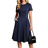 GRACE KARIN Church Dresses for Women 2026 Short Sleeve A Line Work Dresses Fit and Flare Dress with Pockets
