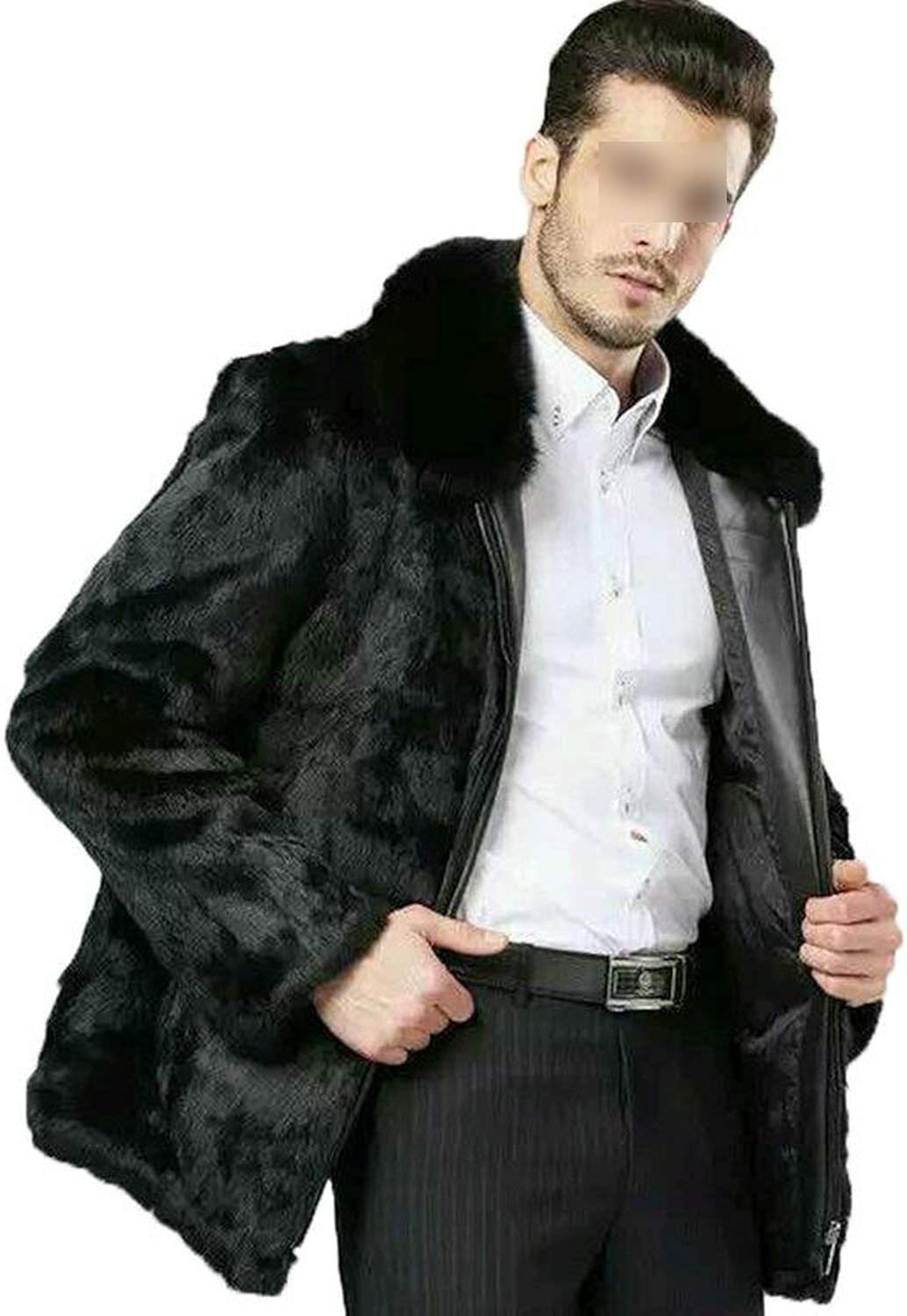 Amazon Com Luxury Fur Coat Men Real With Fox Fur Collar Genuine Leather Jacket Mens Mink Coats Clothing