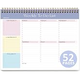 Weekly To Do List Notepad, Undated Weekly Planner, Purple, 8.5"&times;11" | 52 Undated Sheets, Tear Off Desk Pad, Desk Weekly Planner, Office Desk Accessories, School Supplies, New Year Planning