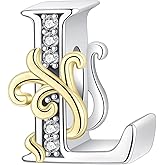 LUXILLA 925 Sterling Silver Letter A~Z Charms Alphabet fit for Bracelet Necklace Pendant Bead Charms Valentine's Day Mother's Day Jewelry Gifts for Women Family Friends