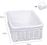 Woodluv New White Wicker Storage Basket With White Liner Large view 3
