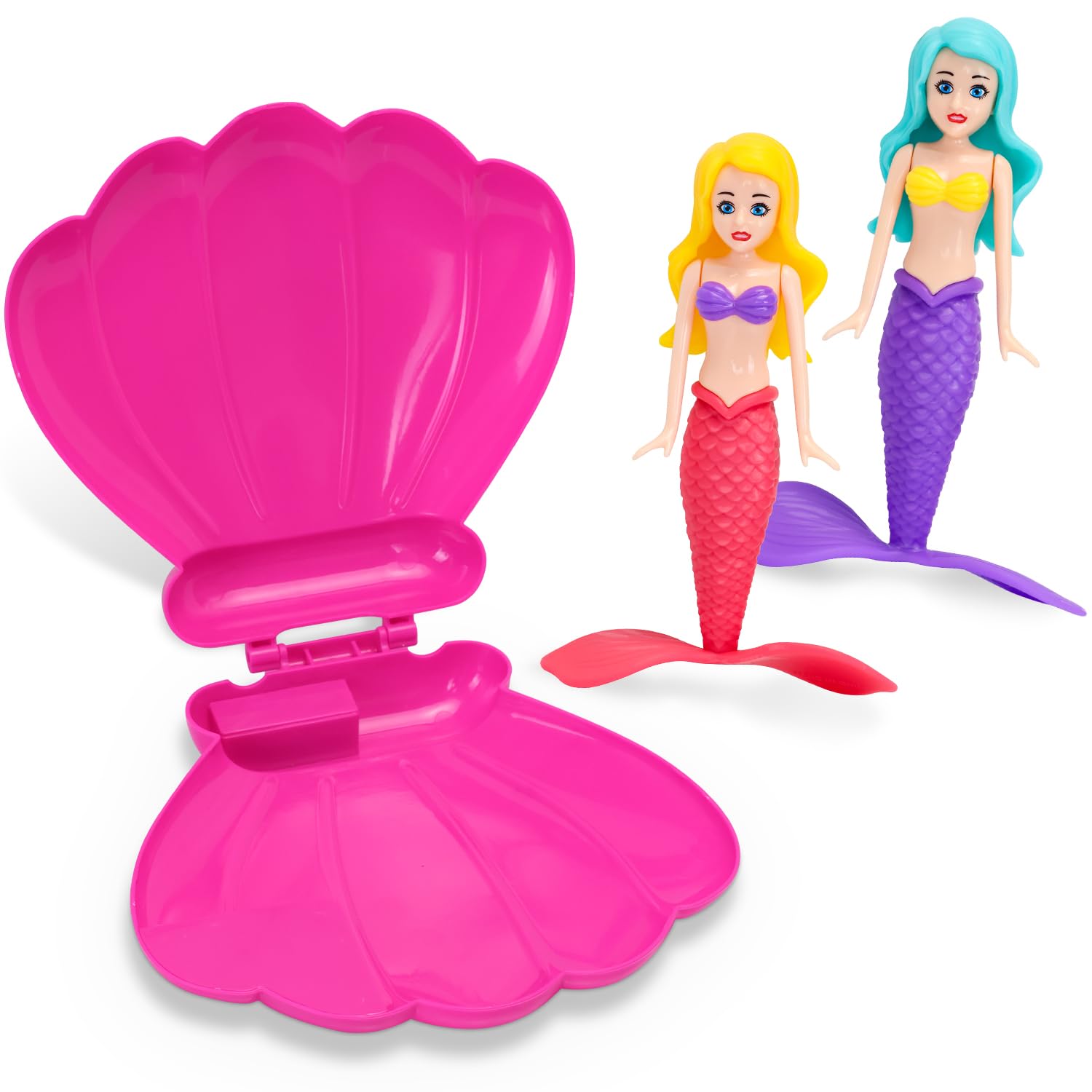 Mermaid Shell Pool Toy, 4PCS Mermaid & 1 Shelll, Mermaid Diving Toys, Swimming Pool Toys, Diving Games Training Children's Gifts, Little Mermaid Party Supplies & Water Toys for Kids Aged 5 & Up