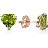 14k Yellow Gold Natural Heart-shaped Peridot Stud Earrings