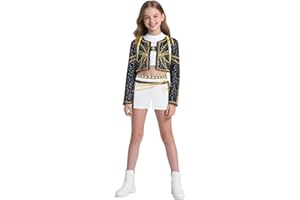 ZIW Demon Cosplay Hunters Costume Kids Golden 3-14Y Girls Pop Singer Outfit with Golden Chain Print for Halloween Costumes