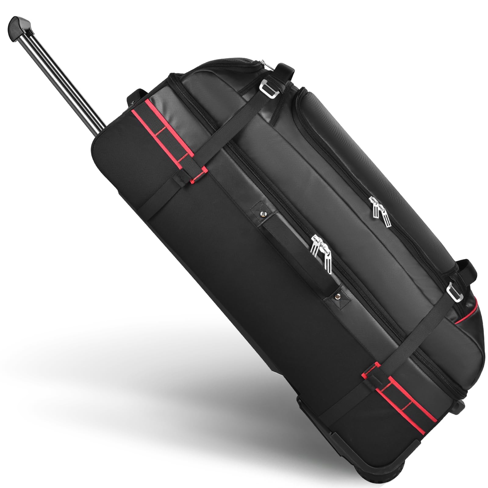 Photo 1 of Wheeled Duffle Bag Luggage for Travel-Rolling Duffle Bag with Wheels-100L Large Heavy Duty with Wheels and Handle,5 Handles, Compression Straps,Expandable Luggage Roller Duffle (Black)