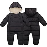BYFRI Baby Snowsuit Infant Winter Jumpsuit 0-24M Toddler Footed Jacket Unisex Warm Hooded Outfit Thick Fleece Coat