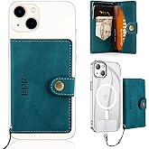 ZICISI Magnetic Phone Wallet,Compatible with Magsafe Wallet for iPhone 16/15/14 Pro Max/14 Pro/14 Plus/13/12 Series,5 Card Holders with Magsafe and RFID Blocking,Vegan Leather,Teal