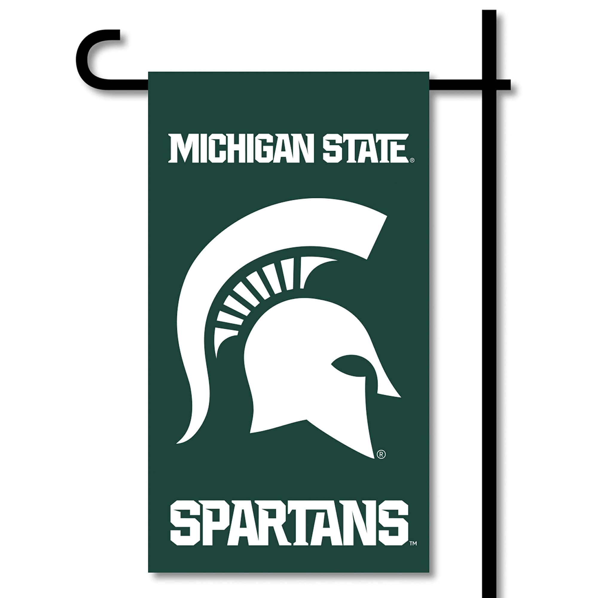 BSI PRODUCTS, INC. - Michigan State Spartans 2-Sided Garden Flag - Includes Plastic Pole with Suction Cups - MSU Football Pride - High Durability - Designed for Indoor or Outdoor Use - Great Gift Idea