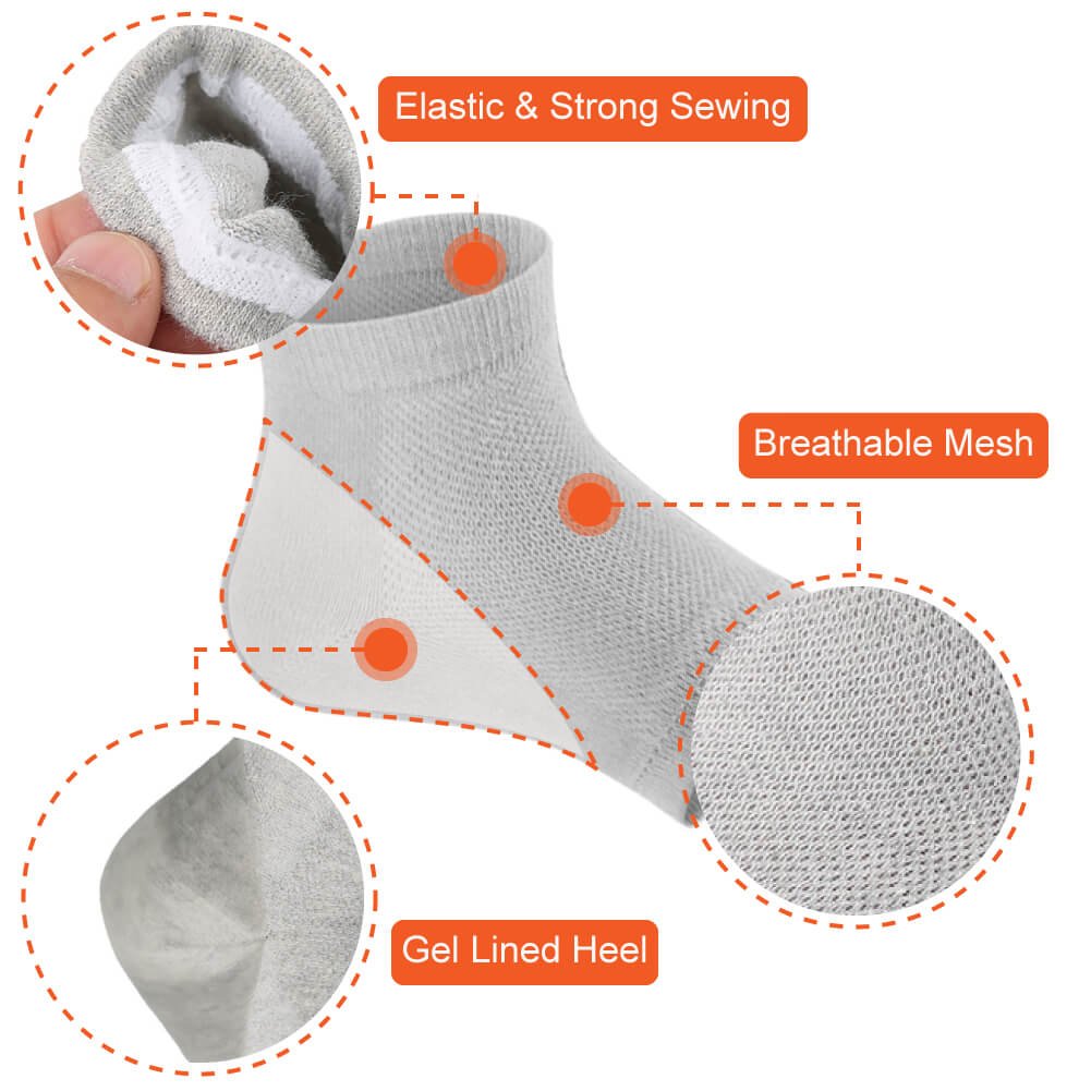 Selizo 5 Pairs Moisturizing Gel Heel Socks Open Toe Socks for Dry Hard Cracked Heels, 5 Colors : Beauty