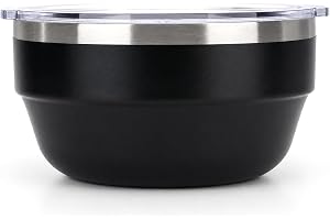 Luxgola 1QT Stainless Steel Bowls with Lid, Vacuum Insulated Food Container | 32oz Double Wall Vacuum| Stackable Reusable Metal Serving bowl for Salad, Lunch, Meal Prep, Camping| BPA-Free| Black