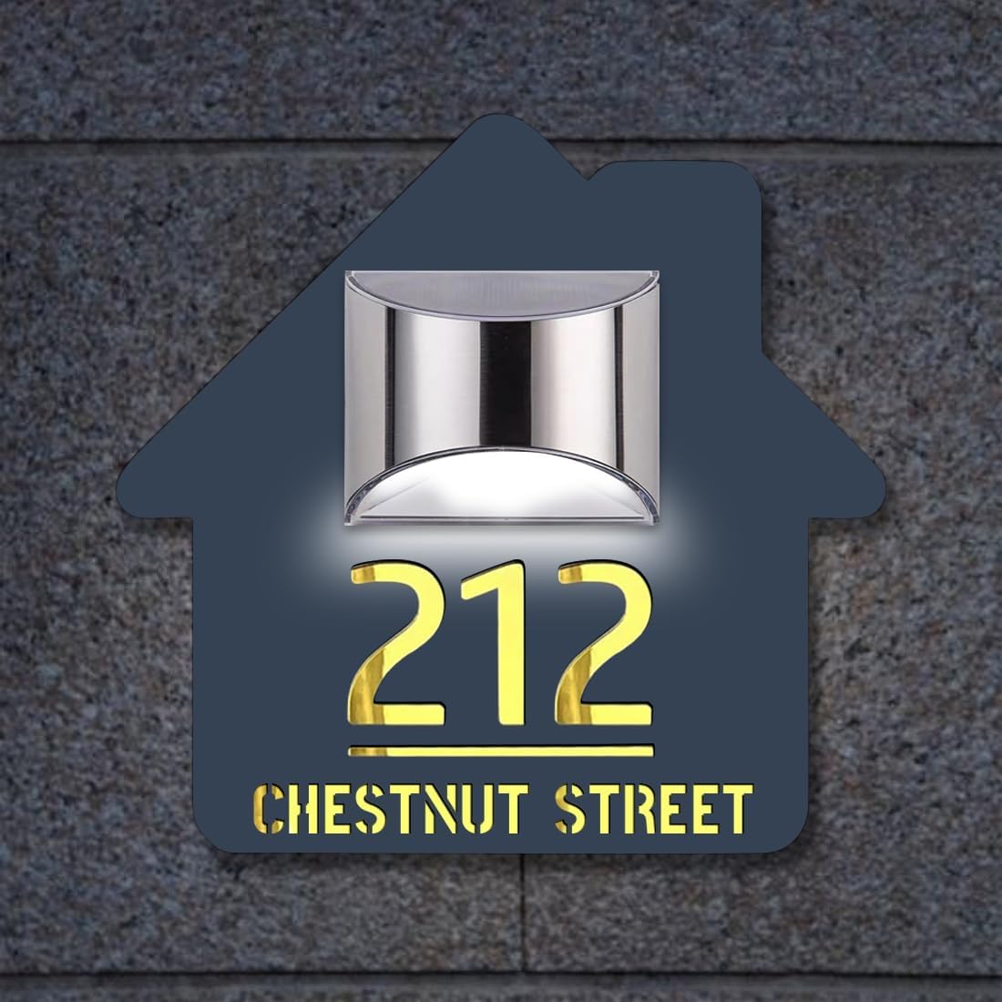 Plaques & Wall Art - Personalized Solar Address Sign Lighted House Numbers for Outside Custom House Numbers and Address Sign LED Illuminated Address Numbers for House Waterproof Address Plaque for Home Street Yard Garden Outside (House)