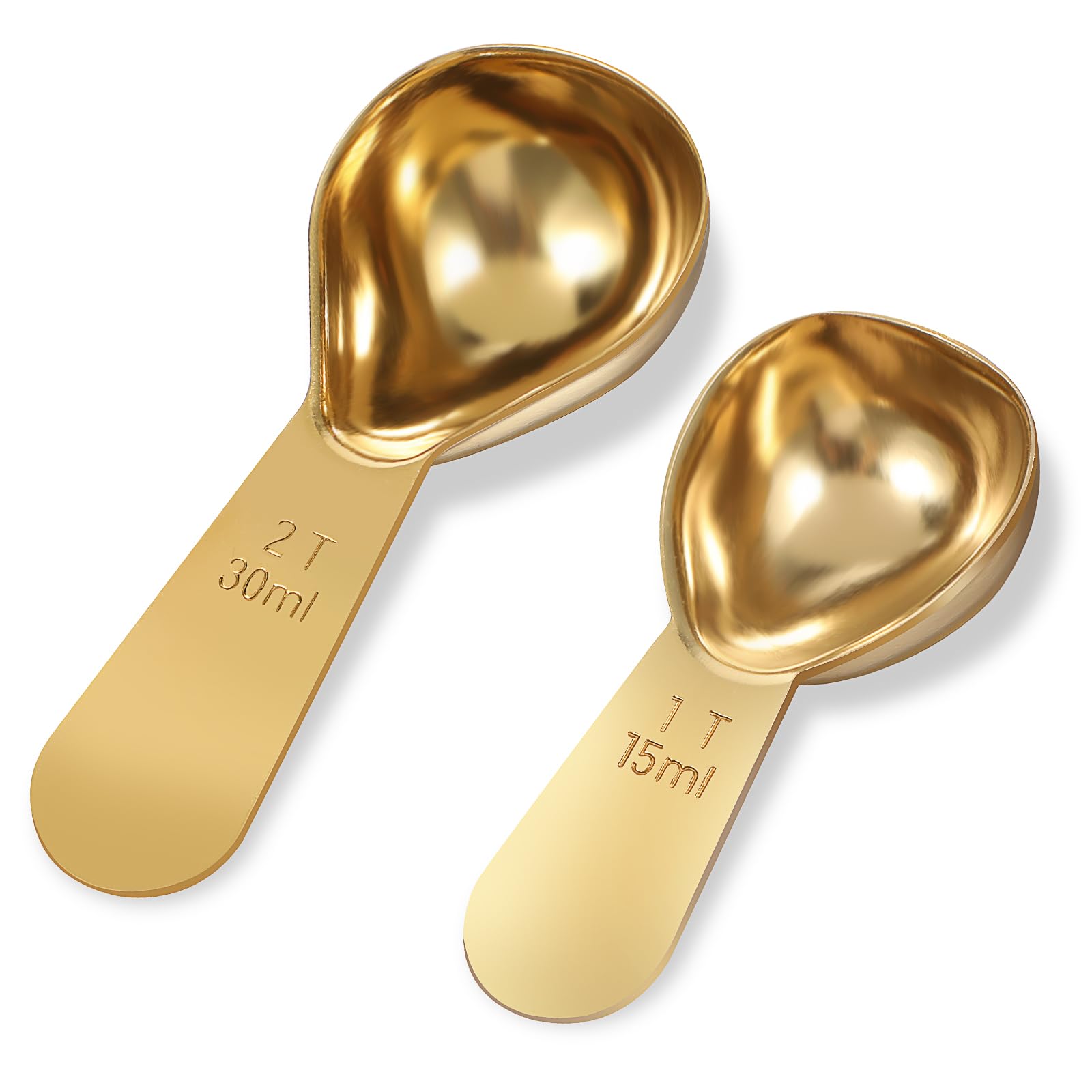 Photo 1 of 1 Gold Measuring Spoons (15 Ml) and 1 Tablespoons (30 Ml) Coffee Scoop for Ground Coffees, Stainless Steel Coffee Spoons Set Short Handle Tablespoon Measuring Spoon for Milk Tea Sugar Protein Brewin