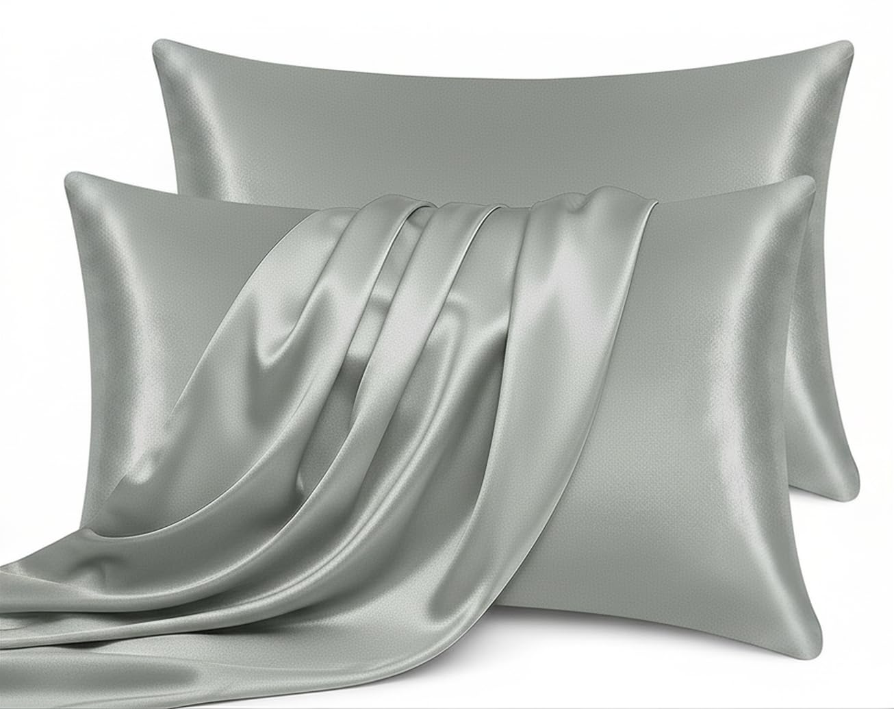 Imperial Rooms Grey Silky Cooling Pillow Cases 2 Pack – Luxury Satin Pillowcase Feels like Silk Pillowcases for Hair and Skin Care with Envelope Closure, Best Gifts for Women (50x75 cm)