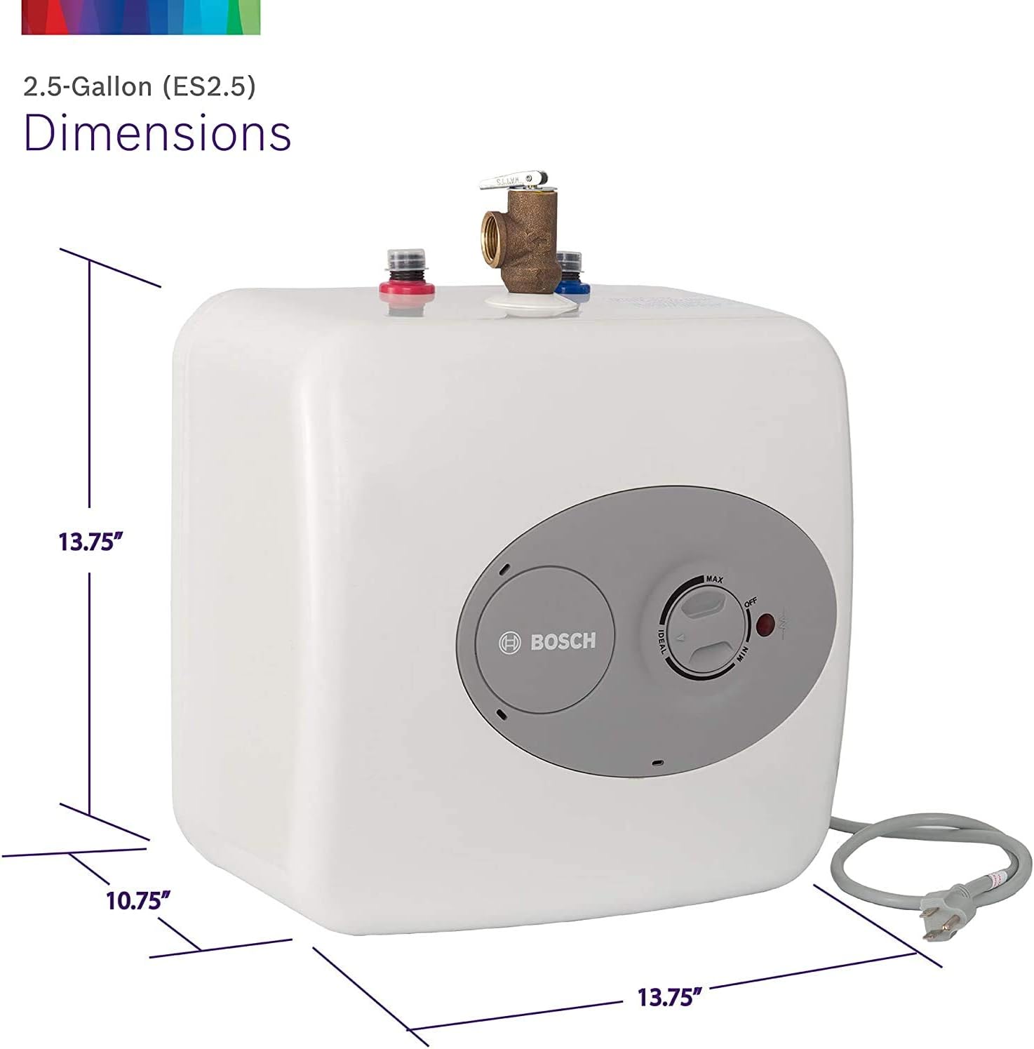 Bosch Electric Mini-Tank Water Heater Tronic 3000 T 2.5-Gallon (ES2.5) - Eliminate Time for Hot Water - Shelf, Wall or Floor Mounted - - 