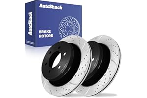 AutoShack Rear Vented Drilled & Slotted E-Coated Brake Rotors 2-PC Set Replacement for 2012-2020 Ford F-150 ShadowGuard 13.69