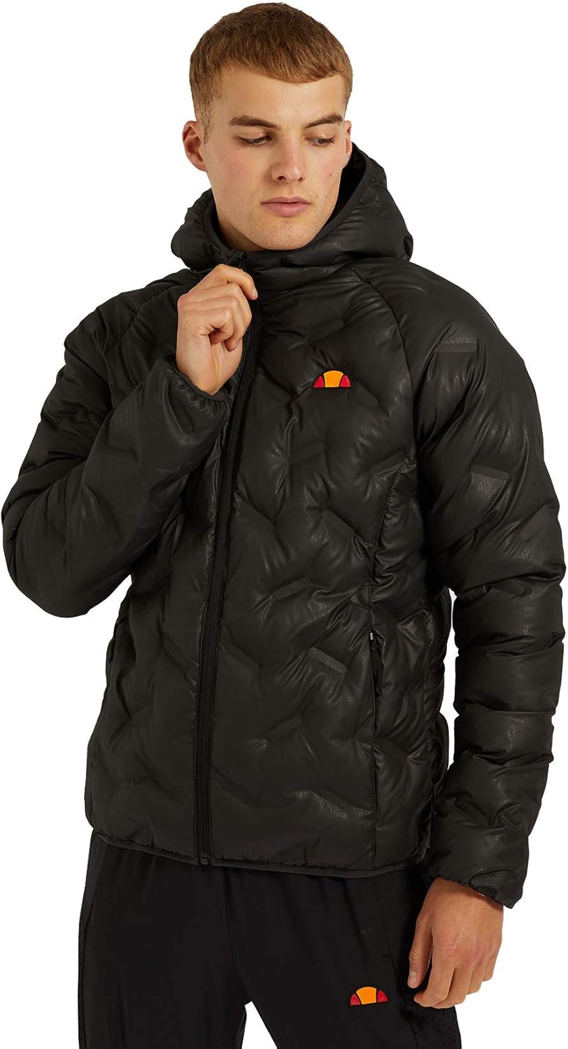 Ellesse padded jacket with hood in black Clearance
