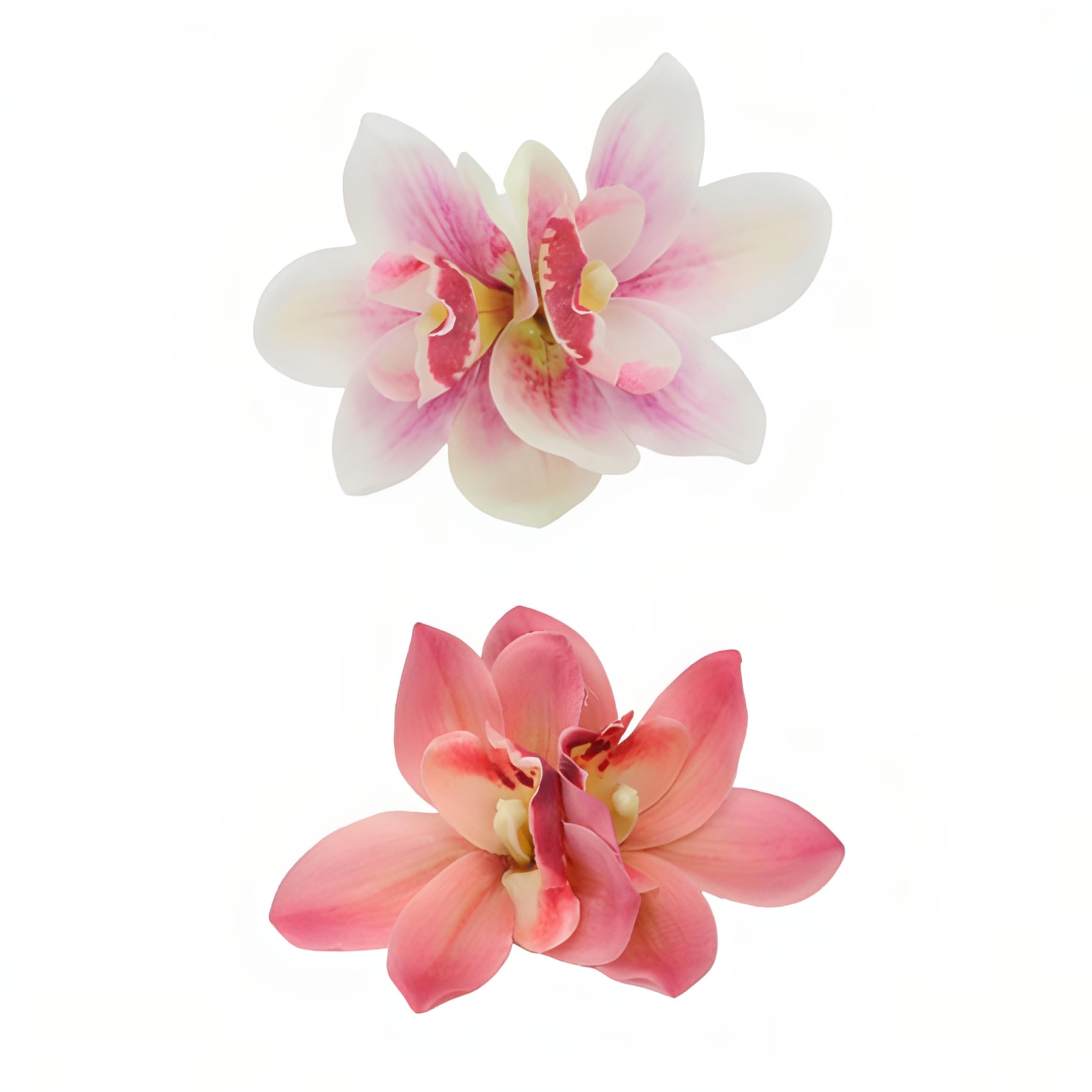 Photo 1 of 2 Packs Red & Pink Orchid Flower Clips for Women Cute Orchid Duckbill Clip Tropical Accessories for Hawaii Holidays Birthday Wedding Parties