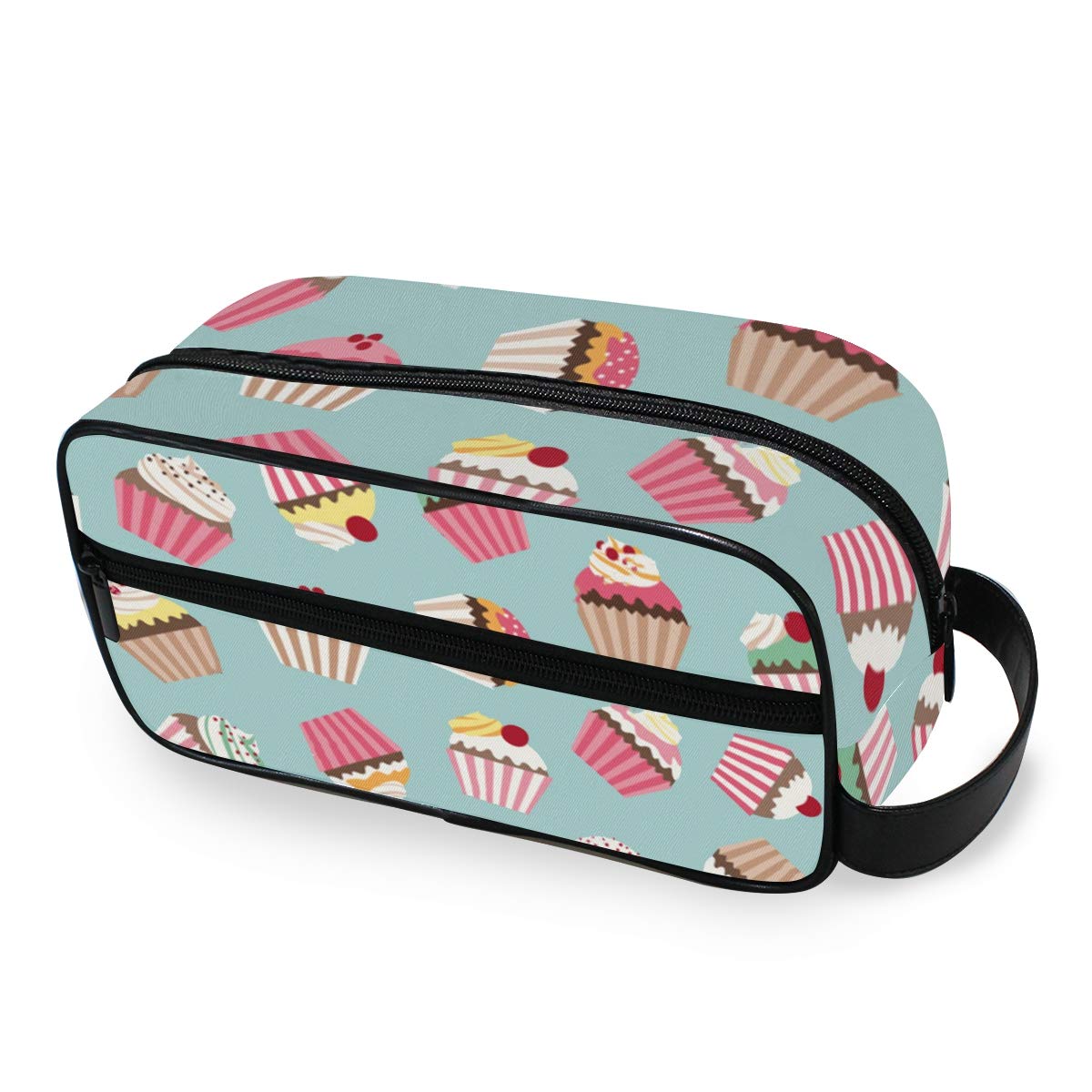 SLHFPX Vintage Cupcake Cherry Travel Toiletries Bag Multifunction Portable Toiletry Fashion Cosmetic Makeup Bag Pouch Case Organizer for Woman Adults Girls
