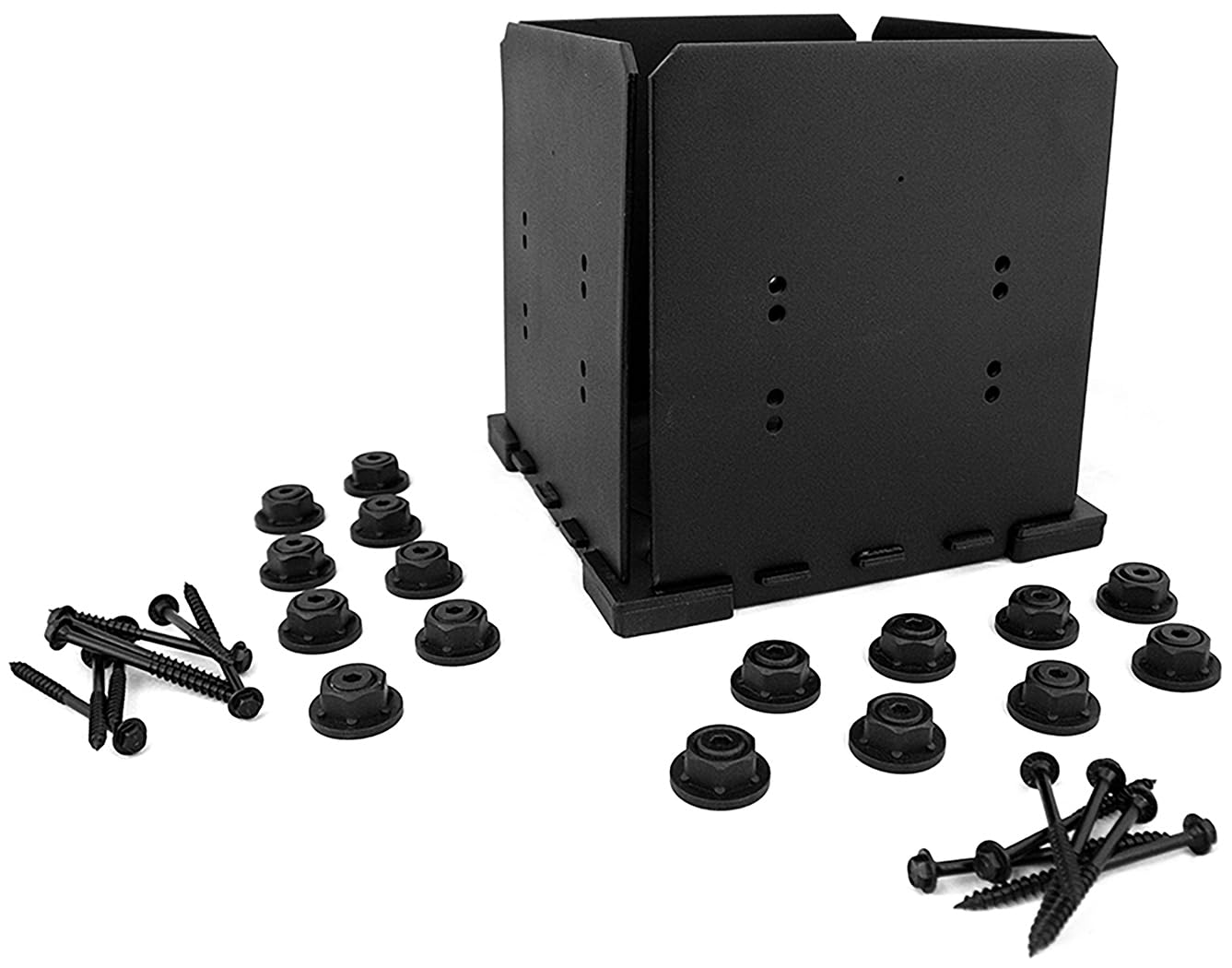 Ozco Ironwood 10×10 Post Base Kit, Includes 1 Post Base Plate, 4 Decorative Plates, 16 Hex Cap Nuts, OWT Timber Screws, Galvanized Steel for Pergolas | 321069
