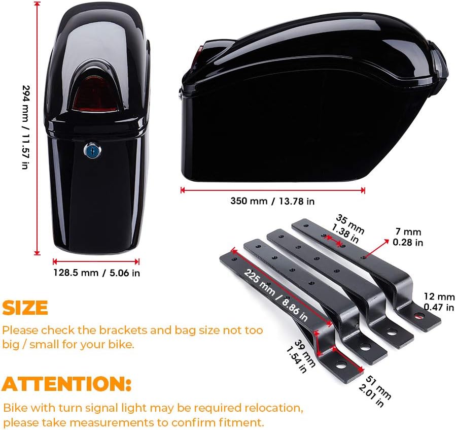Motorcycle Hard Saddlebags, Motorcycle Saddle Bags with Turn Signal, Compatible with Softail Shadow Vulcan Vstar Boulevard with Mounting Kits, Universal, Black: Automotive
