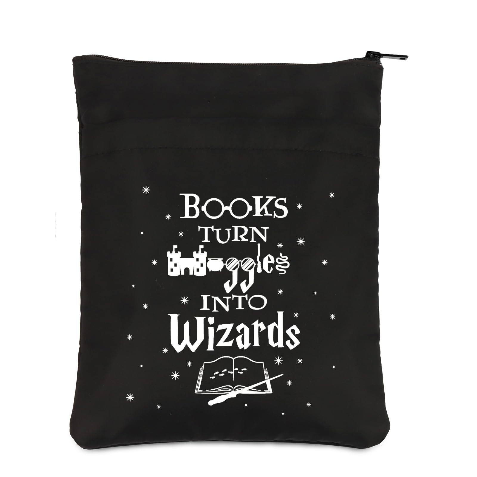 PLITI Wizard Book Sleeve Book Lover Gift Bookworm Book Bag for Reader Writer Librarian Bibliophile Reading Lover Book Cover (Books Turn BSblU)