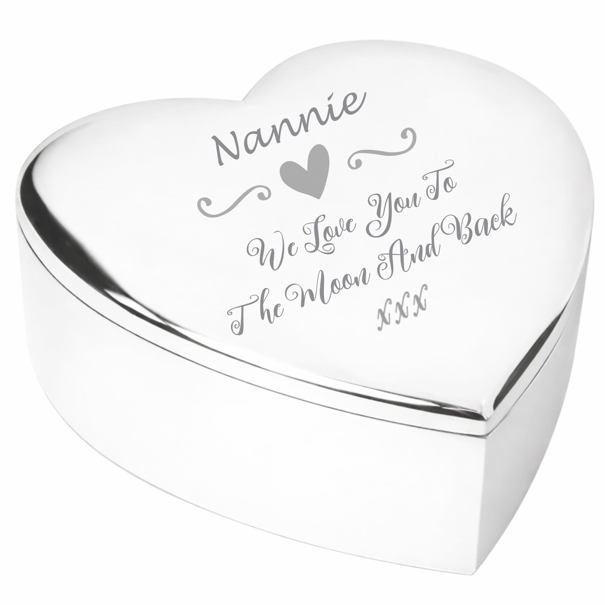 Chris Bag Of Goodies Nannie We Love You To The Moon and Back Heart Engraved Trinket Box Novelty Keepsake Idea