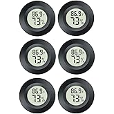 JEDEW 6 Pack Hygrometer Thermometer Digital Humidity Meter Indoor/Outdoor Humidity Monitor Reptile Thermometer for Greenhouse Humidors Terrarium Jars ℉/ ℃(6)