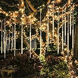 BlueFire Upgraded 50cm 10 Tubes 540 LED Meteor Shower Rain Lights, Drop/Icicle Snow Falling Raindrop Waterproof Cascading Lights for Wedding Xmas New Year Party Tree Decoration (Warm White)