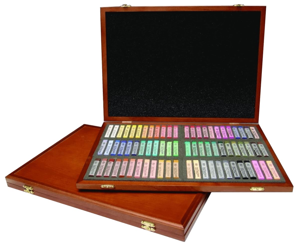 Mungyo Gallery Soft Pastel Squares Wood Box Set of 72 - Assorted Colors