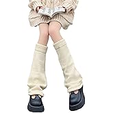 Fernvia Womens Lolita Knit Long Socks Leg Warmers Harajuku Japanese Kawaii Boot Socks Winter Ankle Heap Sock