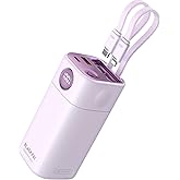 Portable Charger 20000mAh, 35W Fast Charging Power Bank with Built-in Cables (USB-C & Lightning), PD 3.0 Battery Pack for iPhone 16 17 15 Pro Max Plus, MacBook Air, Samsung S24, Travel Essentials