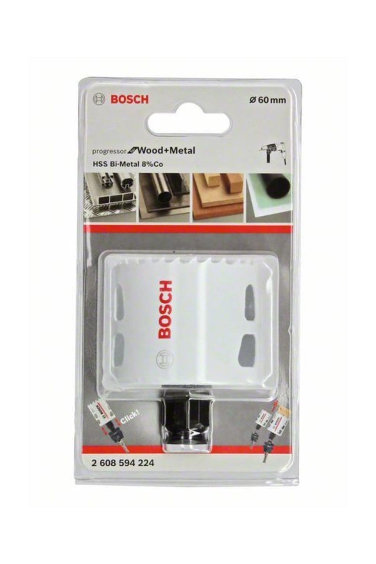 BOSCH Bi-Metal Hole Saw (for Wood and Metals, 8% Cobalt Alloy, Progressive Tooth Design, Ø 60 mm, Accessory Drills)