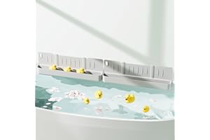 SUEWIDFAY Bathtub Splash Guard for Tub Kids, Splash Guard Toy Tray Caddy Holder Storage, Suction Cups Attach Bath Toy Storage, 2pcs