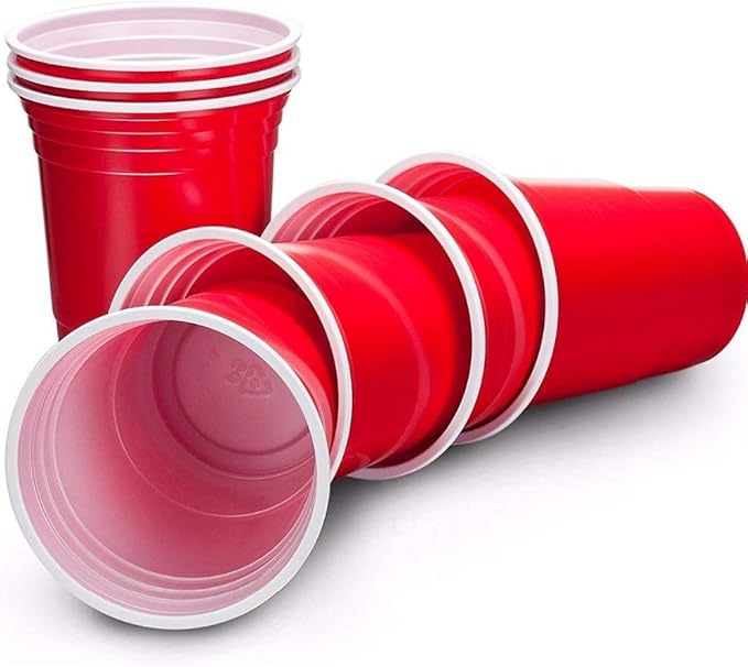 16 Ounce Disposable Party Cups,Red Plastic Drinking Cup for