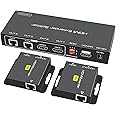 VPFET HDMI Extender Splitter 1 in 2 Out Over Cat5e or 6 Ethernet Adapter Up to 165FT HD1080P60Hz with Loop Support EDID Copy Settings HDCP