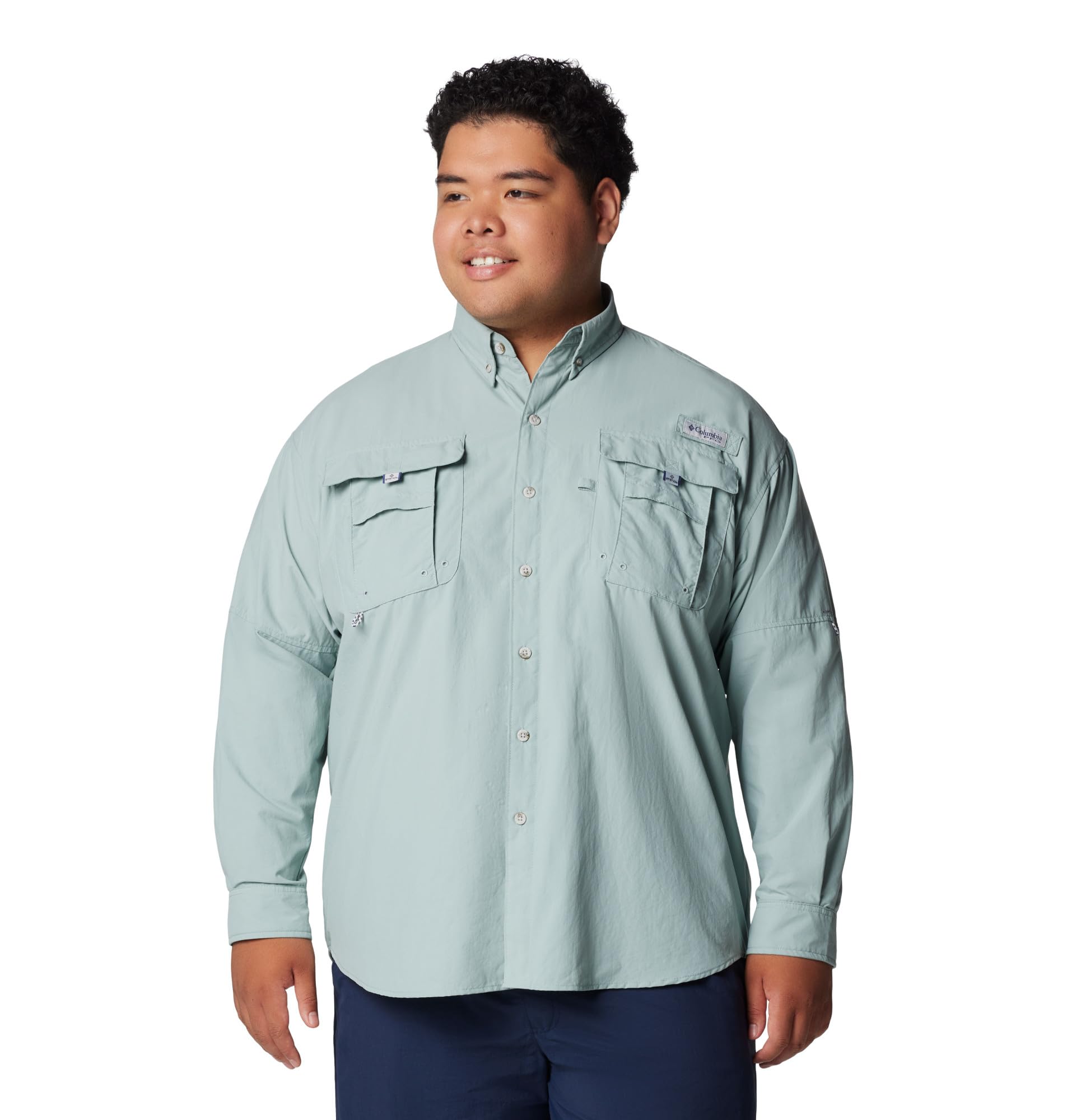 Columbia Mens PFG Bahama II Long Sleeve Fishing Shirt, Crushed Blue, 1X Image