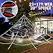 UNGLINGA Giant Yard Halloween Decorations Outdoor Spider Web with 50inch Big Spider and Stretch Cobweb Set Party Outside Decor Favor Triangular Mega Web 16 x 17 ft