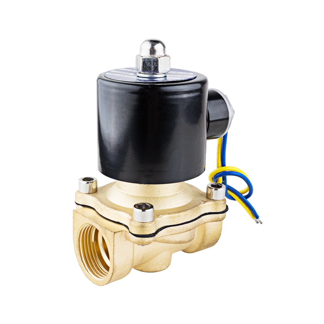 sourcing map DC 12V 2W200-20 BSP 3/4" Normally Closed 2 Way N/C Brass Solenoid Valve for Water Air Gas Fuels