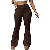 SOLY HUX Women's High Waisted Flare Pants Elastic Waist Bell Bottom Workout Yoga Pants