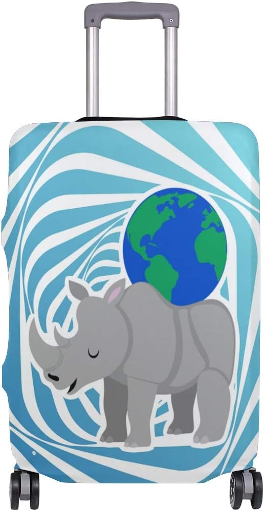 Rhino Rhinoceros Travel Luggage Cover - Suitcase Protector HLive Spandex Dust Proof Covers with Zipper, Fits 18-32 inch