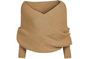 KAOBIO Women Fall Winter Snowfall Sweater Scarf with Sleeves Multi-Use Wrap Blanket Scarf Crochet Knitted Shawl Cape