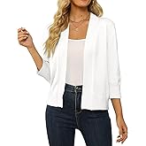 SECRETEYARD Womens 3/4 Sleeve Cropped Cardigan Sweater Fashion Cardigans Lightweight Knit Sweaters