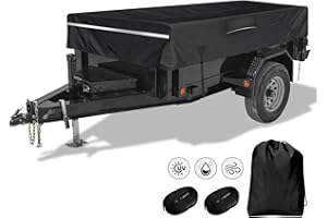 Kistrba 5x8 600D Dump & Utility Trailer Cover, All-Weather Protection Waterproof Windproof Car Cover Compatible with Big Tex PJ Load Sure-Trac and Diamond C Trailers