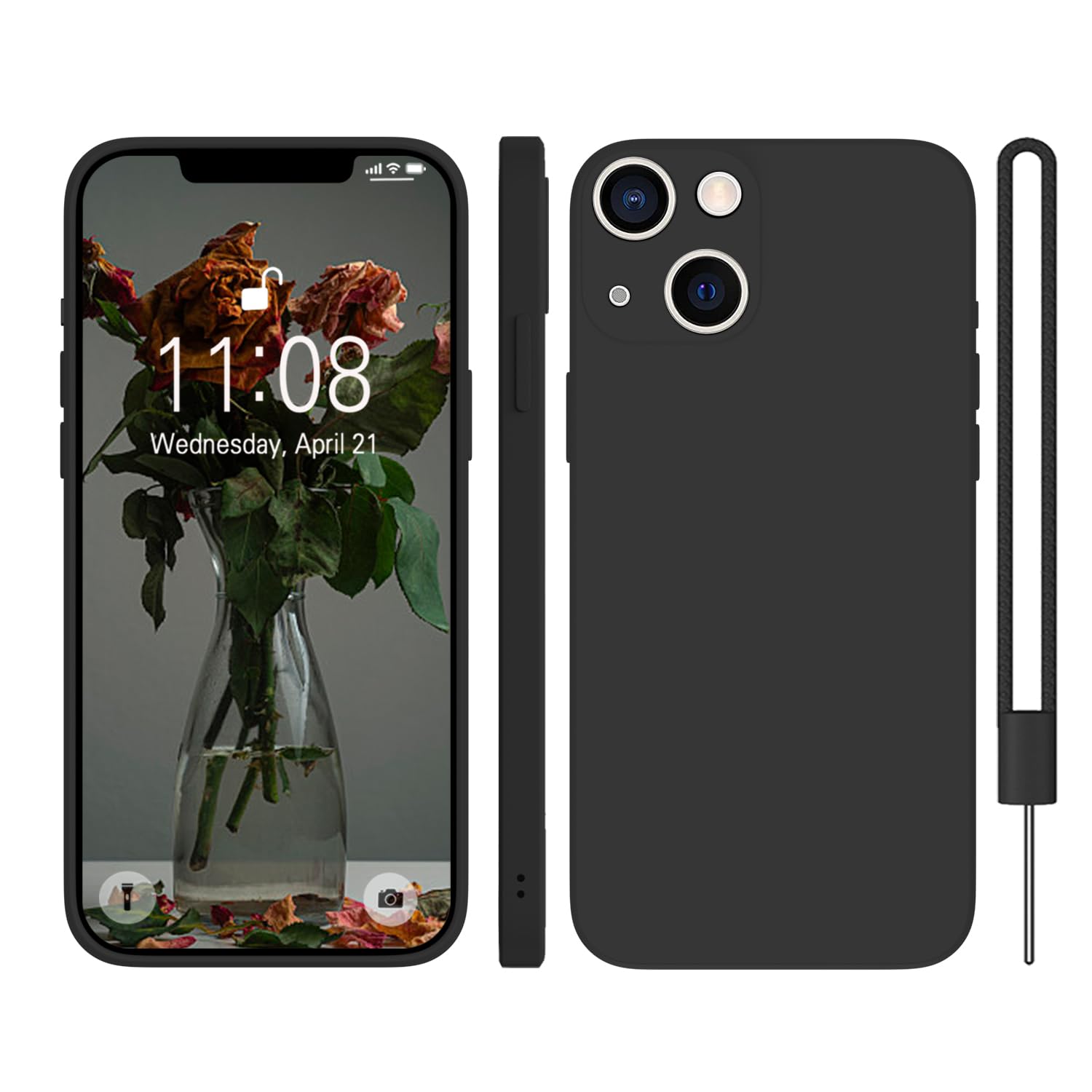 KPPIT for iPhone 14 Case, iPhone 14 Protective Case Silicone,Ultra Slim Soft Gel Anti-Scratch,Microfiber Lining,Rubber Shockproof Case Cover iPhone 14 [6.1 inch] Black — image 1