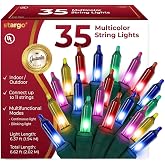 christmas lights for tree - 35 colored warm xmas lights | 6.6 ft long | Multifunctional multicolor christmas lights incandescent bulbs with blinking mode for Outdoor, Indoor, Decorative, Bedroom