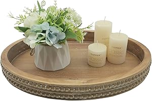 Carah & Cossh Oval Wooden Tray, Modern Decorative Tray 16''x12'', Oval Farmhouse Rustic Serving Tray, Table Centre Tray, Perf