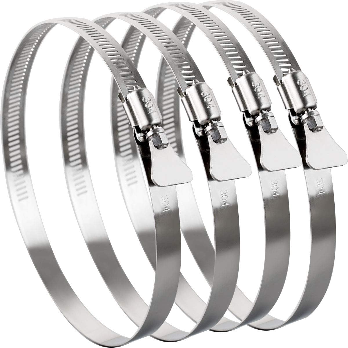 YoiYee 91-114mm Hose Clamp, 304 Stainless Steel Adjustable Pipe Clip with Thumbscrew