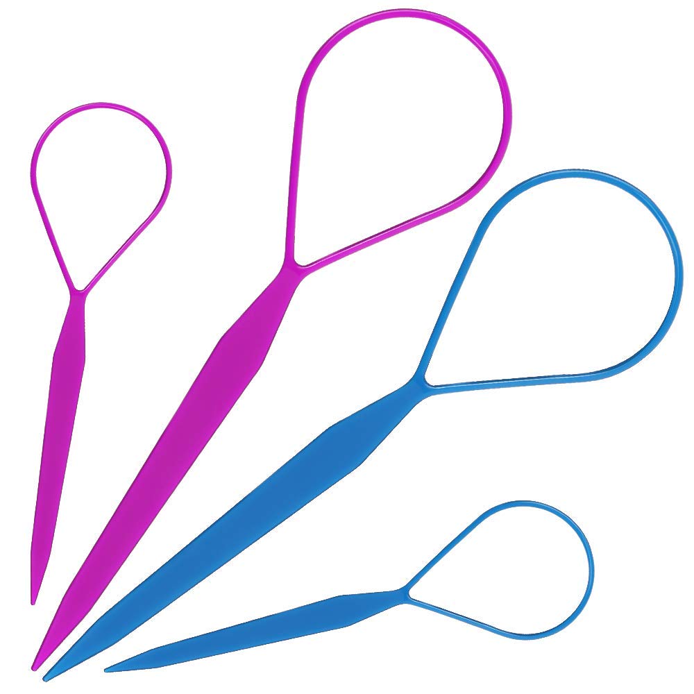 Teenitor 2 Pairs Topsy Hair Tail Tools, Hair Braid Accessories Ponytail Maker, French Braid Tool Loop for Hair Styling, 4pcs, 2 Colors : Beauty