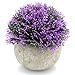 Velener Mini Plastic Artificial Pine Ball Topiary Plant with Pots for Home Decor (Purple)